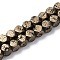 Electroplated Natural Lava Rock Beads Strands, Faceted, Cube, Antique Golden Plated, 6~6.5x6~6.5x6~6.5mm, Hole: 1.2mm, about 62pcs/strand, 16.14''(41cm)