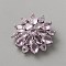 Brass Micro Pave Cubic Zirconia Buttons, Flower, Platinum, Lilac, 21x22x8mm, Hole: 1.5mm