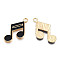 Alloy Pendants, with Enamel, Light Gold, Musical Note, Black, 16x22x2mm, Hole: 1.8mm
