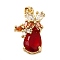 Rack Plating Brass Micro Pave Cubic Zirconia Pendants, Cadmium Free & Lead Free, Long-Lasting Plated, Real 18K Gold Plated, Teardrop, FireBrick, 20.5x15x8mm, Hole: 5x3.5mm