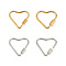 4Pcs 4 Styles 304 Stainless Steel Screw Carabiner Lock Charms, for Necklaces Making, Heart, Mixed Color, 22~22.5x24.5x4~4.5mm, Screw: 7x4mm, 1pc/style