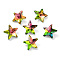 Electroplate Transparent Glass Pendants, Back Plated, Faceted, Star Charms, Yellow Green, 19x20x9.5mm, Hole: 1.2mm