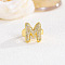 Brass Micro Pave Clear Cubic Zirconia Cuff Rings, Golden, Letter M, Inner Diameter: Adjustable
