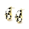 Teardrop with Flower Real 18K Gold Plated Brass Enamel Stud Earrings, Long-Lasting Plated, Lead Free & Cadmium Free, Black, 21x11mm