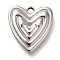 Anti-Tarnish 304 Stainless Steel Pendants, Heart Charm, Stainless Steel Color, 18.5x17.5x2.7mm, Hole: 2.2x2.1mm
