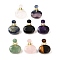 Natural Mixed Stone Perfume Bottle Pendants, with 304 Stainless Steel Findings, Faceted, Oval Charms, Golden, 32~33x25~26x10.5~11.5mm, Hole: 1.9mm