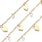 Handmade Brass Figaro Chains, with Cubic Zirconia Charms and Spool, Soldered, Cadmium Free & Nickel Free & Lead Free, Rhombus, Real 18K Gold Plated, Link: 1.7x1.4x0.3mm and 3x1.5x0.3mm, Cubic Zirconia: 4x2.5mm, Rhombus: 8.5x60.2mm, about 32.8 Feet(10m)/roll
