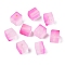 Frosted Glass Beads with Golden Glitter Powder, Two Tone, Cube, Orchid, 7x6x6mm, Hole: 1.4~1.5mm, about: 1818pcs/1000g