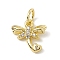 Brass Micro Pave Cubic Zirconia Charms, Cadmium Free & Lead Free, with Jump Rings, Dragonfly with Heart Charms, Real 18K Gold Plated, 10x10x2mm, Hole: 3.4mm