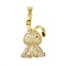 Rack Plating Brass Micro Pave Cubic Zirconia Pendants, Cadmium Free & Lead Free, Long-Lasting Plated, Rabbit, Real 18K Gold Plated, Lilac, 32x17x8mm, Hole: 4x3mm
