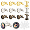 24Pcs 3 Style Rack Plating Brass Cufflinks, with 24Pcs Glass Cabochons, Mixed Color, Tray: 12mm, 18x18mm