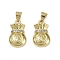 Brass Micro Pave Cubic Zirconia Pendants, Money Bag, Long-Lasting Plated, Cadmium Free & Lead Free, Rack Plating, Real 18K Gold Plated, 16x10x4mm, Hole: 3.5x4.5mm