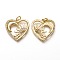 Brass Micro Pave Clear Cubic Zirconia Pendants, Long-Lasting Plated, with Jump Rings, Heart with Moon and Sun, Real 18K Gold Plated, 21x21.5x2.5mm, Jump Ring: 5x1mm, 3mm Inner Diameter