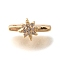 Brass Micro Pave Clear Cubic Zirconia Spacer Bars, Cadmium Free & Nickel Free & Lead Free, Star, 3-Hole, Real 18K Gold Plated, 6.5x12.5x6mm, Hole: 1.2mm