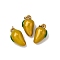 304 Stainless Steel Pendants, with Enamel and Jump Ring, Rack Plating, Long-Lasting Plated, Ion Plating(IP), Real 18K Gold Plated, Mango, 14.5x8.5x7mm