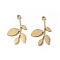 304 Stainless Steel Pendants, Leafy Branch Charms, Real 18K Gold Plated, 18x11.5x1mm, Hole: 1.2mm