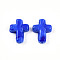 Handmade Lampwork Beads, Cross, Blue, 24~26x20~20.5x6~7.5mm, Hole: 1.6~1.8mm