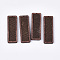 Eco-Friendly Cowhide Leather Big Pendants, with Dyed Wood, Rectangle, Saddle Brown, 56x19x3mm, Hole: 1.2mm