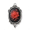 Tibetan Style Alloy Pendants, with Resin, Ovel Frame, Flower, 42x23x5.5mm, Hole: 2.5mm