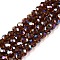 Electroplate Glass Beads Strands, AB Color Plated, Faceted, Rondelle, Saddle Brown, 6x5mm, Hole: 1mm, about 80~85pcs/strand, 38~40cm