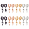 16Pcs 4 Colors 304 Stainless Steel Hollow Triangle Dangle Hoop Earrings with 316 Stainless Steel Pins, Mixed Color, 32x7mm, 4pcs/color