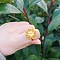 Ethnic Retro Style Flower Alloy Cuff Rings, Golden, Inner Diameter: Adjustable