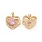 Brass Micro Pave Cubic Zirconia Pendants, Cadmium Free & Nickel Free & Lead Free, Heart Charms, Real 18K Gold Plated, 16x16x6mm, Hole: 4x2.5mm