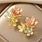 Alloy Enamel Stud Earrings, Golden, Flower, 36x30mm