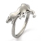 Brass Cuff Rings, Open Rings, Dinosaur, Platinum, US Size 5 1/2(16.1mm)