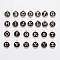 Initial Letter A~Z Alphabet Enamel Charms, Flat Round Disc Double Sided Charms, Golden Plated Enamelled Sequins Alloy Charms, Black, 14x12x2mm, Hole: 1.5mm, 26pcs/set