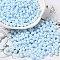 6/0 Glass Seed Beads, Opaque Colours Luster, Teardrop, Light Blue, 4.5~5x4x3~3.5mm, Hole: 0.9mm, about 125pcs/10g