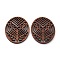 Walnut Wood Laser Cut Pendants, Hollow Charms, Undyed, Oval, 37x30x2.5mm, Hole: 1.6mm