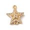 Brass Micro Pave Clear Cubic Zirconia Star Links Connector Charms, Nickel Free, Golden, 15x13x3.5mm, Hole: 1.4mm