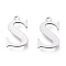 Tarnish Resistant 304 Stainless Steel Charms, Laser Cut, Alphabet, Stainless Steel Color, Letter.S, 12.5x8x0.8mm, Hole: 1mm