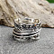 Retro Zinc Alloy Rotating Finger Rings, Leaf, Hip-Hop Style, Fidget Spinner Ring for Calming Worry Meditation, Antique Silver, US Size 8(18.1mm)