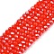 Electroplate Glass Beads Strands, Pearl Luster Plated, Faceted, Rondelle, Red, 2.9~3.3x2mm, Hole: 0.8mm, about 144~150pcs/strand, 35~37cm