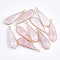 Natural Gemstone Pendants, with Brass Findings, Faceted, Drop, Golden, 36~39x11.5x5.5~7mm, Hole: 2mm
