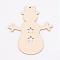Undyed Wooden Pendants, Snowman, for Christmas Theme, Antique White, 100x91x3mm, Hole: 2mm