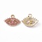 Alloy Rhinestone Pendants, Eye Charm, Golden, Burgundy, 13.5x17.5x3.5mm, Hole: 1.8mm