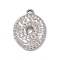 Non-Tarnish 304 Stainless Steel Pendants, Textured, Oval Charm, Stainless Steel Color, 21.5x15x2mm, Hole: 2.3mm