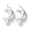Brass Connector Charms, Cadmium Free & Lead Free, Crescent Moon with Star, 925 Sterling Silver Plated, 18x9x4mm, Hole: 1.2mm