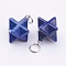 Natural Lapis Lazuli Pendants, with 201 Stainless Steel Split Rings, Merkaba Star, 23~24x17~17.5x20mm, Hole: 6mm
