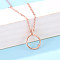 925 Sterling Silver Circle Pendant with Mozambique Diamond Fashion Women's Necklaces, Rose Gold, 15.75 inch(40cm)