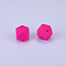 Hexagonal Silicone Focal Beads, Cerise, 23x17.5x23mm, Hole: 2.5mm