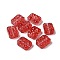 Transparent Spray Painted Glass Beads, Rectangle, FireBrick, 18x13x5.5mm, Hole: 1.4mm