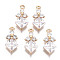 Brass Micro Pave Cubic Zirconia Links, Long-Lasting Plated, Light Gold, Rhombus, Clear, 17x8x4mm, Hole: 1.4mm