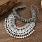 Ethnic Style Zinc Alloy Coin Tassel Statement Bib Necklaces for Women, Antique Silver, 11.02 inch(28cm)