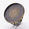 Adjustable Brass Pad Finger Ring Settings, Flat Round, Size 8, Antique Bronze, Tray: 23mm, 18mm