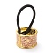 Alloy Ponytail Cuff Rubber Elastic Hair Ties, with Enamel, Heart Pattern, Girls Hair Accessories, Golden, Gold, 33.5x22mm, Inner Diameter: 29mm, Rope: 3.5mm