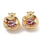 Brass Micro Pave Clear Cubic Zirconia Charms, Nickel Free, Real 18K Gold Plated, Oval, Mixed Color, 10.5x9.5x6.5mm, Hole: 1.5mm